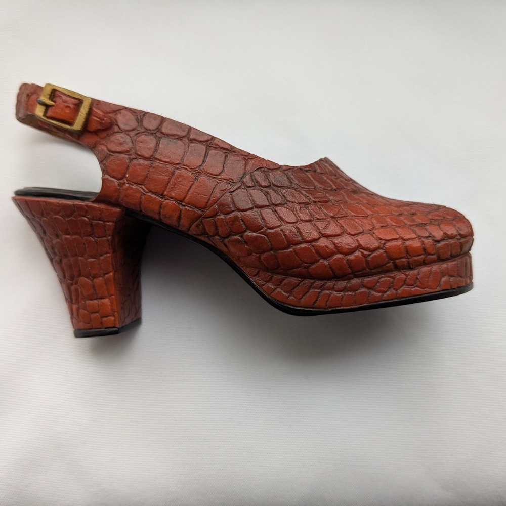 Miniature Crocodile Pattern Slingback Heel Decor